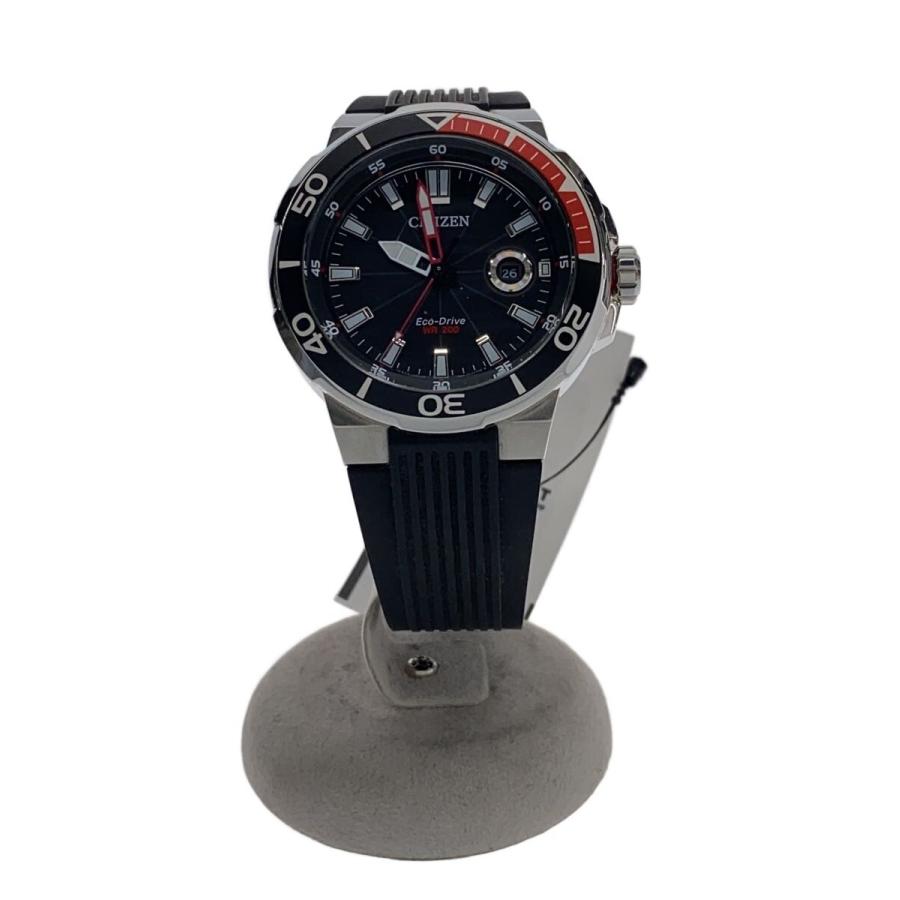 CITIZEN◇ソーラー腕時計/アナログ/ラバー/BLK/BLK/SS/J810-S099781