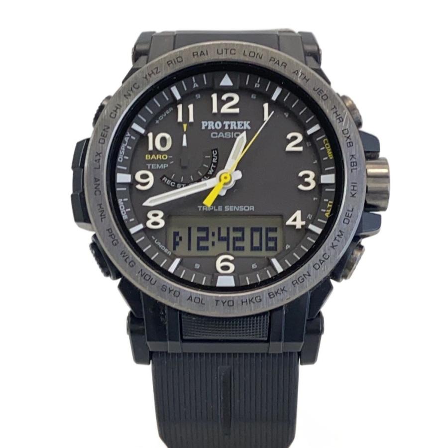 CASIO PROTREK ソーラー腕時計 ブラック CASIO◇ソーラー腕時計_PRO TREK/デジアナ/BLK/BLK : セカンド