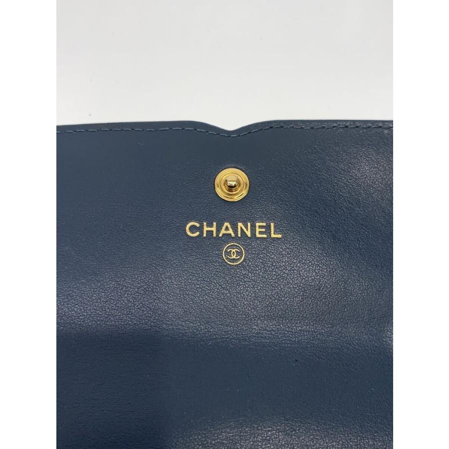 CHANEL◇長財布/レザー/ネイビー/レディース/CCフィリグリー/キャビア