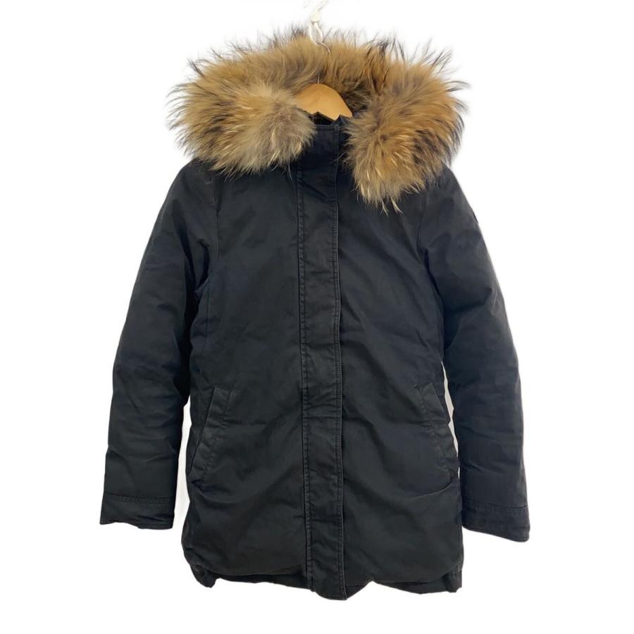 Pyrenex◇ロングダウンジャケット/38/コットン/ブラック/色褪せ有