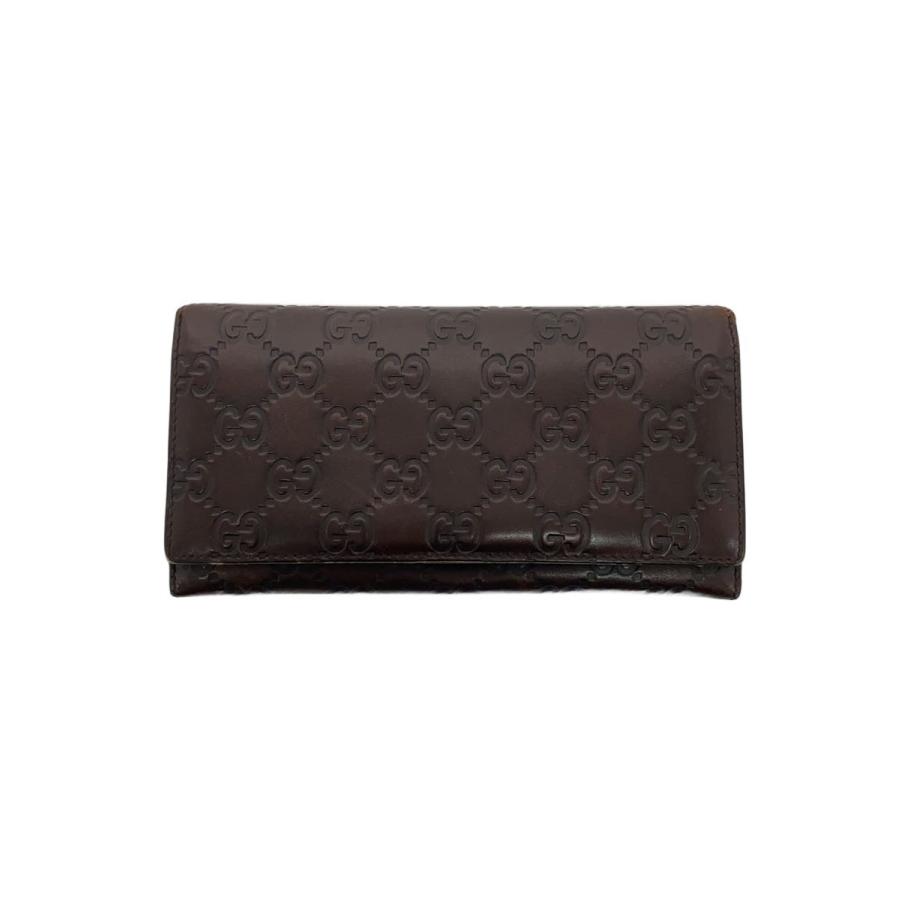 GUCCI◇長財布_グッチシマ/レザー/BRW/総柄/レディース// : セカンド