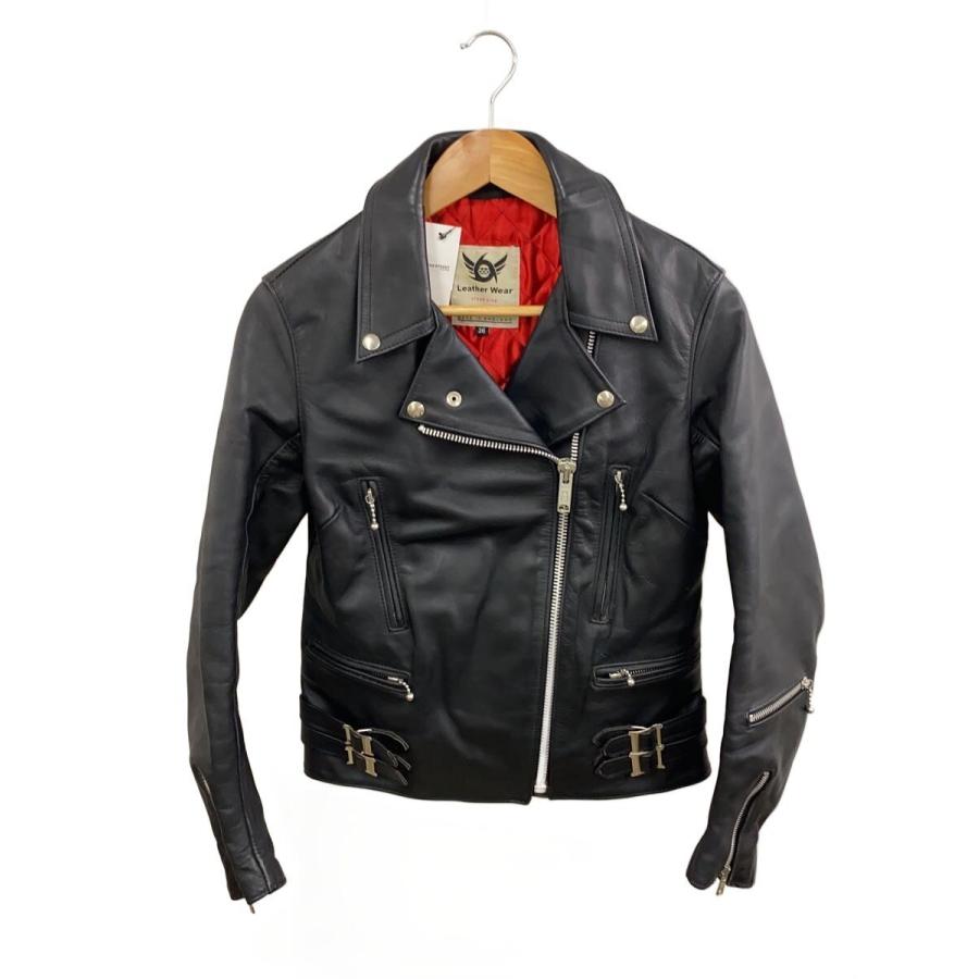 今週末まで最終価格　666 ブラック ダブルライダースジャケット　３６ 666 Leather Wear◇ダブルライダースジャケット/36/レザー/BLK