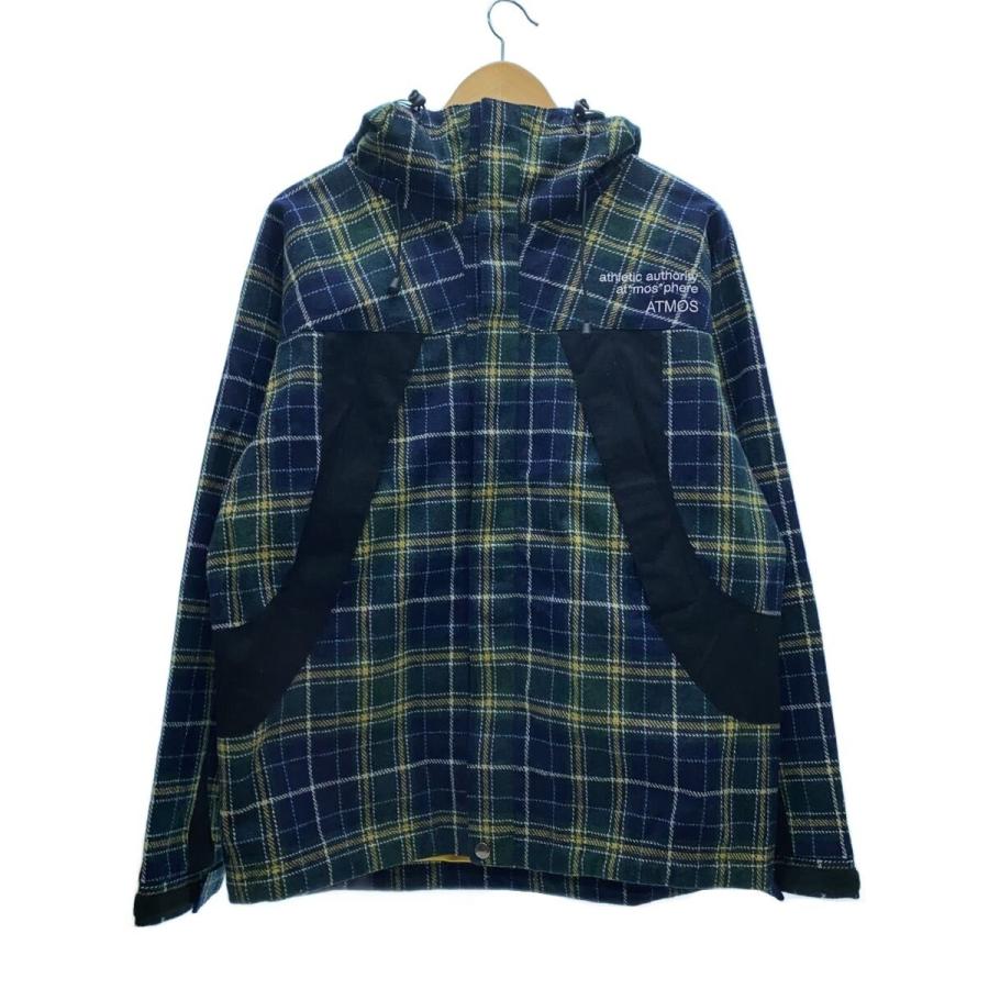 ATMOS◇ジップアップブラックウォッチジャケット/L/ウール/GRN