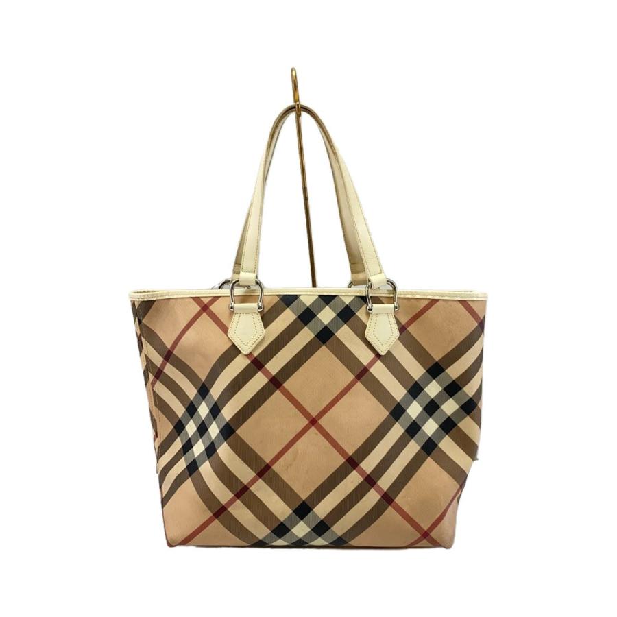BURBERRY◇バーバリー/ノバチェック/トートバッグ/PVC/ベージュ
