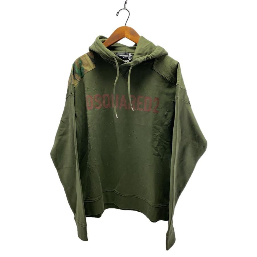 DSQUARED2 / ダメージ加工/パーカー/M/コットン/KHK/S74GU0644S25030 DSQUARED2◇ディースクエアード/S74GU0644/ダメージ加工/パーカー/XL