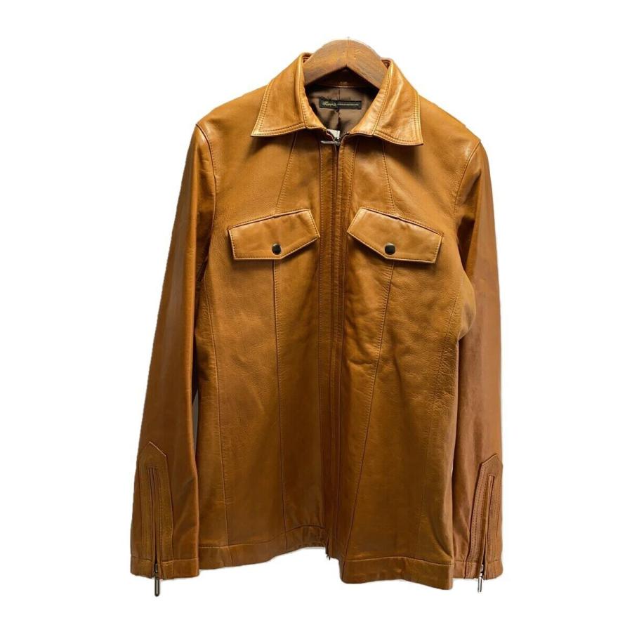 TERRIT◇レザージャケット・ブルゾン/48/羊革/キャメル : セカンド