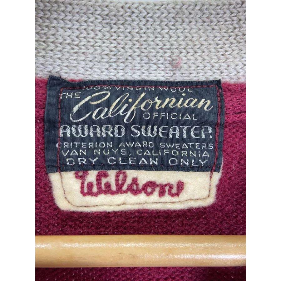 AWARD SWEATER/カーディガン(厚手)/--/ウール/RED 片畦ニットカーディガン