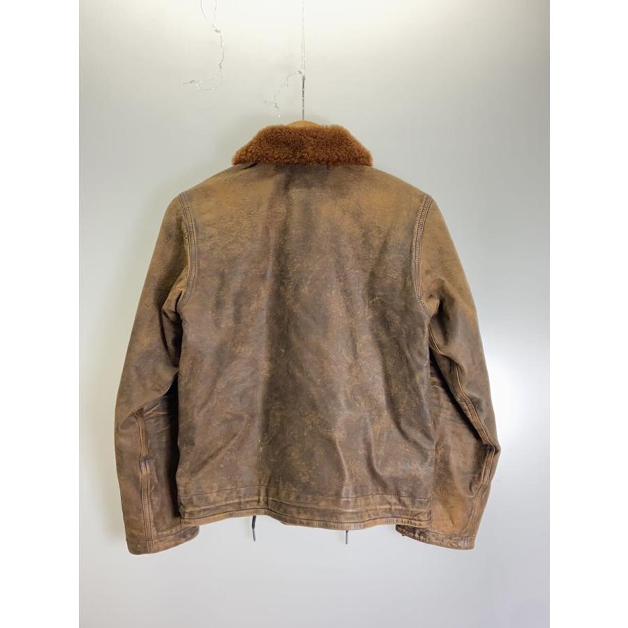 RRL◇SHEARLING LEATHER DECK JACKET/レザージャケット/XS/牛革/BRW