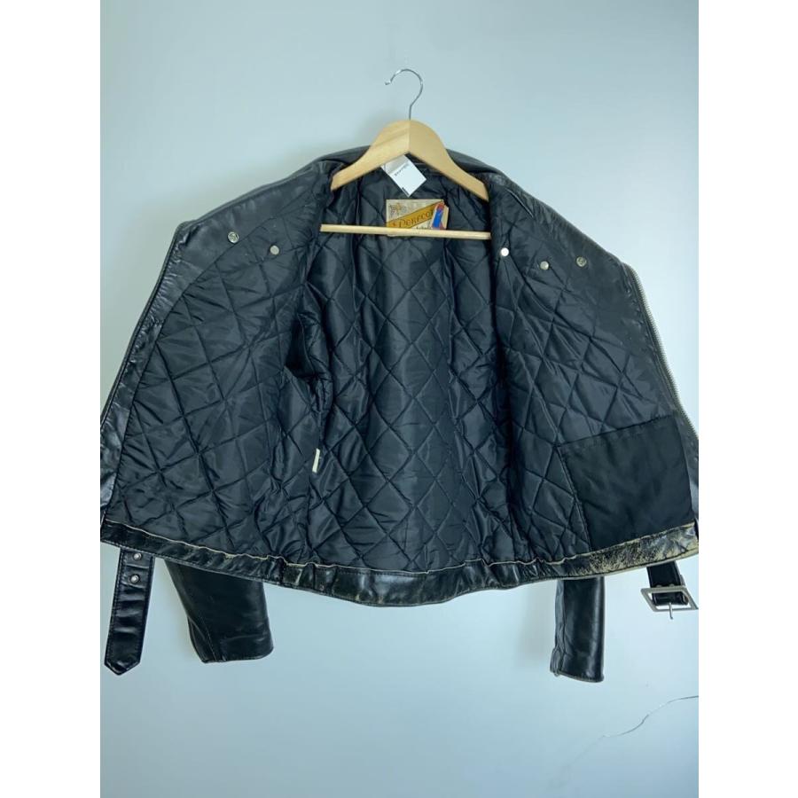 Schott◇90s/シングルライダースジャケット/40/レザー/BLK/無地/618