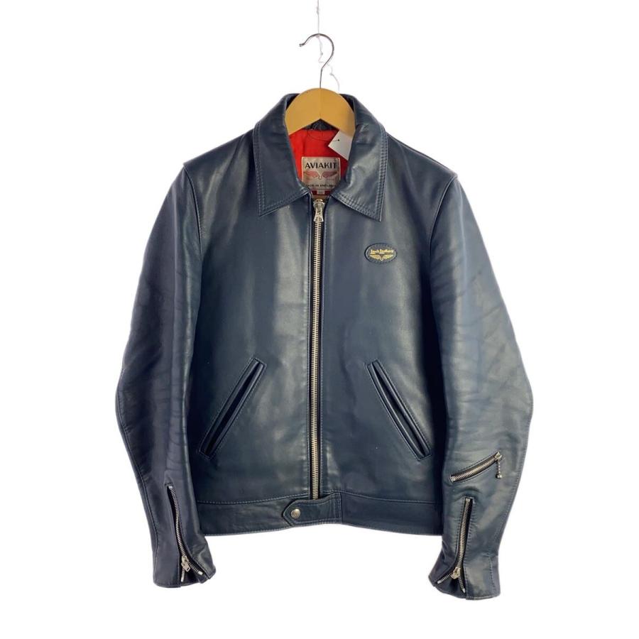 Lewis Leathers◇シングルライダースジャケット/36/レザー/NVY/無地