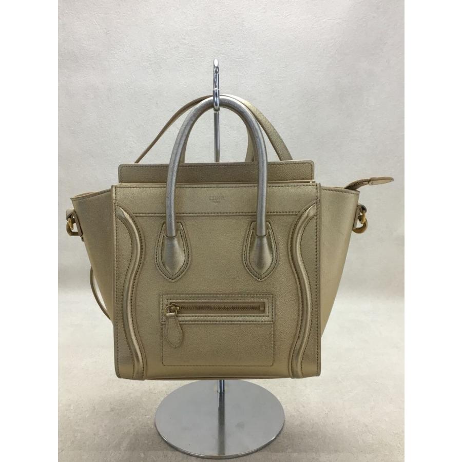 CELINE◇ラゲージナノゴールド/ショルダーバッグ/レザー/GLD  