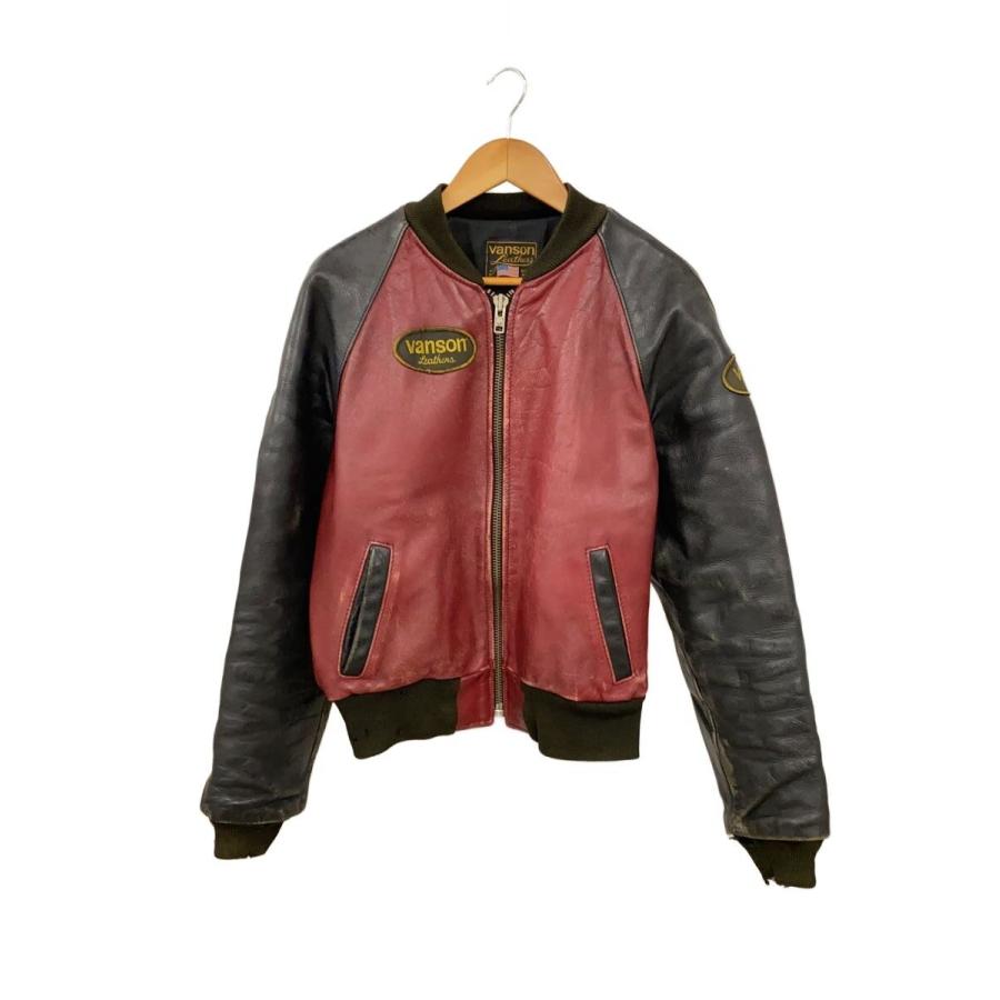 美品　VANSON レザージャケット ￼38 VANSON◇レザージャケット・ブルゾン/38/レザー/BRD/TJV/一部リブ部分