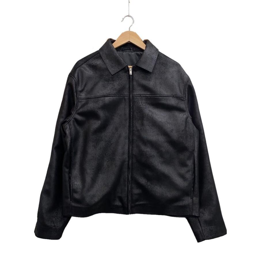 ウォッシュド　フェイクレザージャケット　黒 ZARA◇ウォッシュドフェイクレザージャケット/L/ポリエステル/BLK/無地