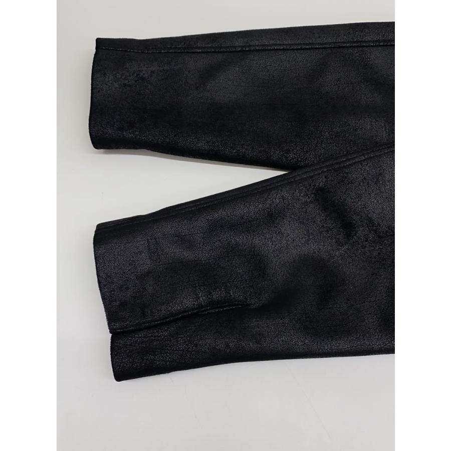 ZARA◇ウォッシュドフェイクレザージャケット/L/ポリエステル/BLK/無地