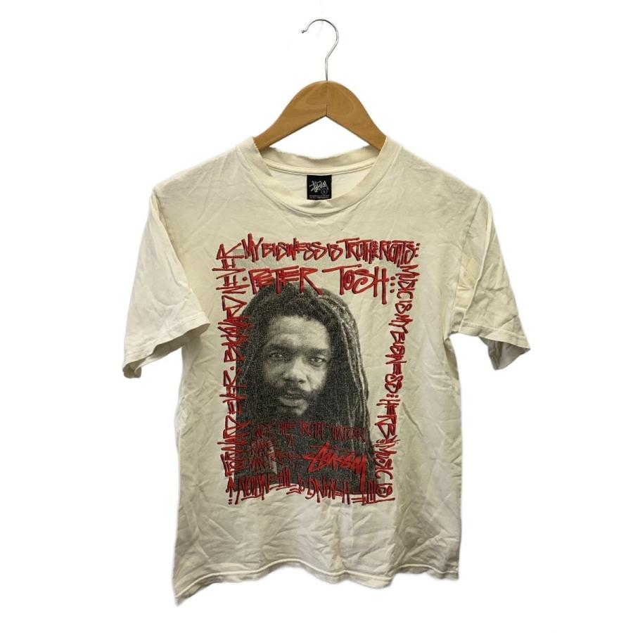 STUSSY◇×PETER TOSH/Tシャツ/S/コットン/WHT/プリント : セカンド