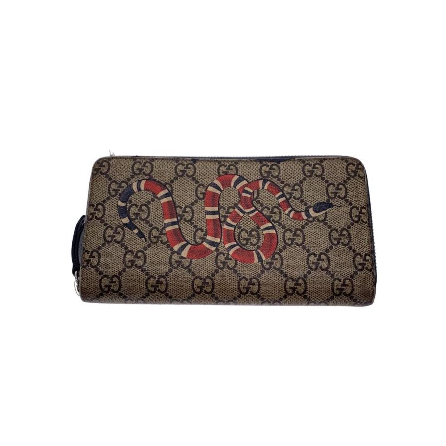 GUCCI◇長財布_ベスティアリー_GGスプリーム_スネーク/--/BEG/総柄