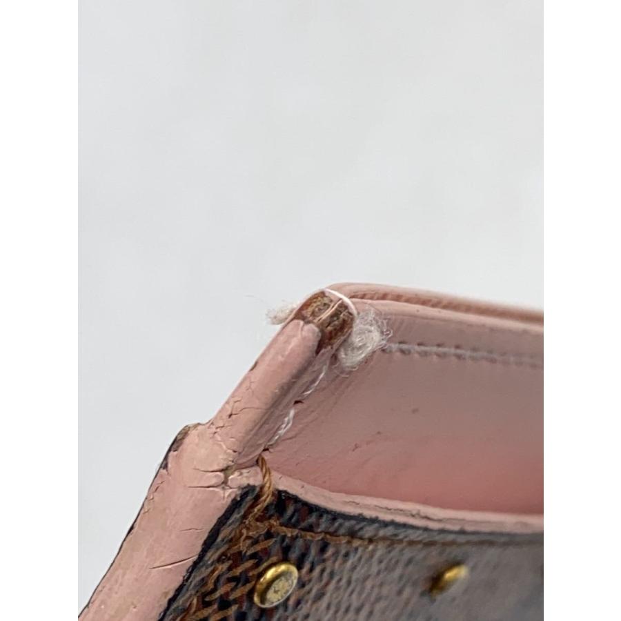 LOUIS VUITTON◇ポルト・カルト・サーンプル_ダミエ・エベヌ_スタッズ