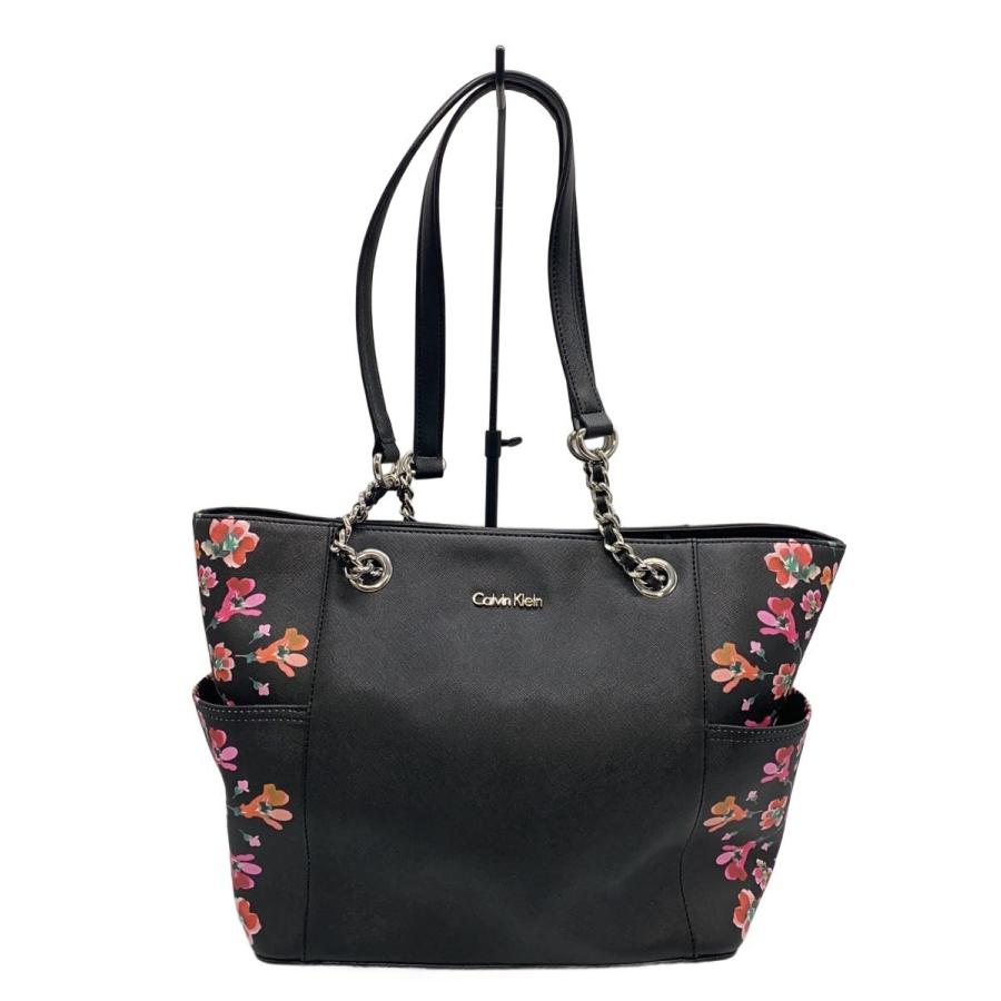 Calvin Klein◇トートバッグ/レザー/BLK/花柄 : セカンドストリート 