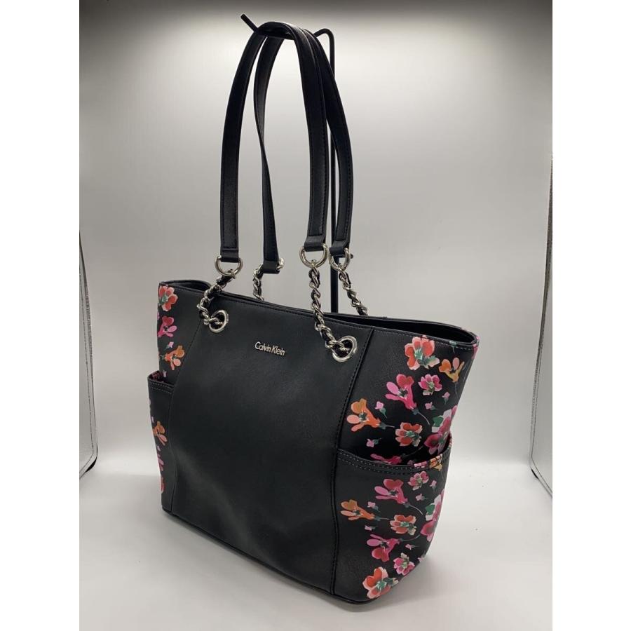 Calvin Klein◇トートバッグ/レザー/BLK/花柄 : セカンドストリート 