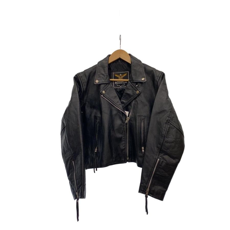 GENUINE LEATHER/レザージャケット・ブルゾン/L/レザー/BLK/80-90s