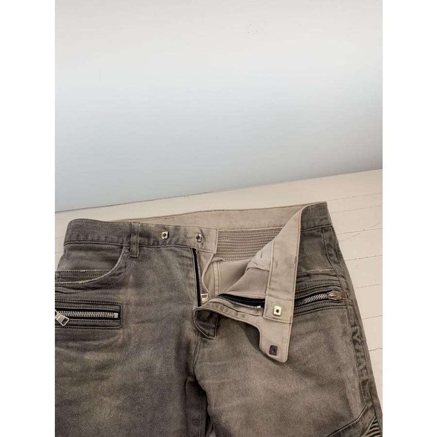 BALMAIN◇バイカースキニーパンツ/32/コットン/GRY/無地 BALMAIN