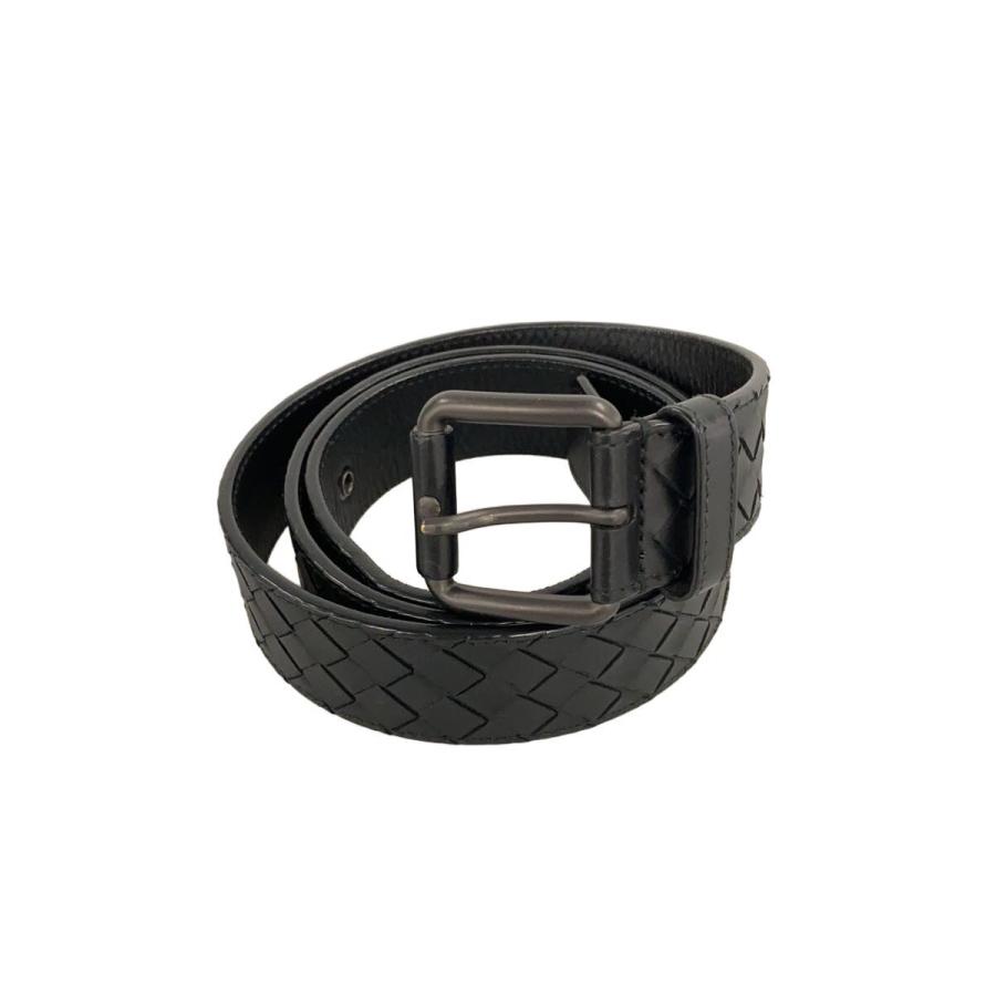 【正規店購入】BOTTEGA VENETA イントレチャート レザーベルト BOTTEGA VENETA◇イントレチャート/105cm/ベルト/レザー/BLK/メンズ