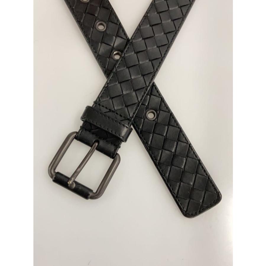 BOTTEGA VENETA◇イントレチャート/105cm/ベルト/レザー/BLK/メンズ