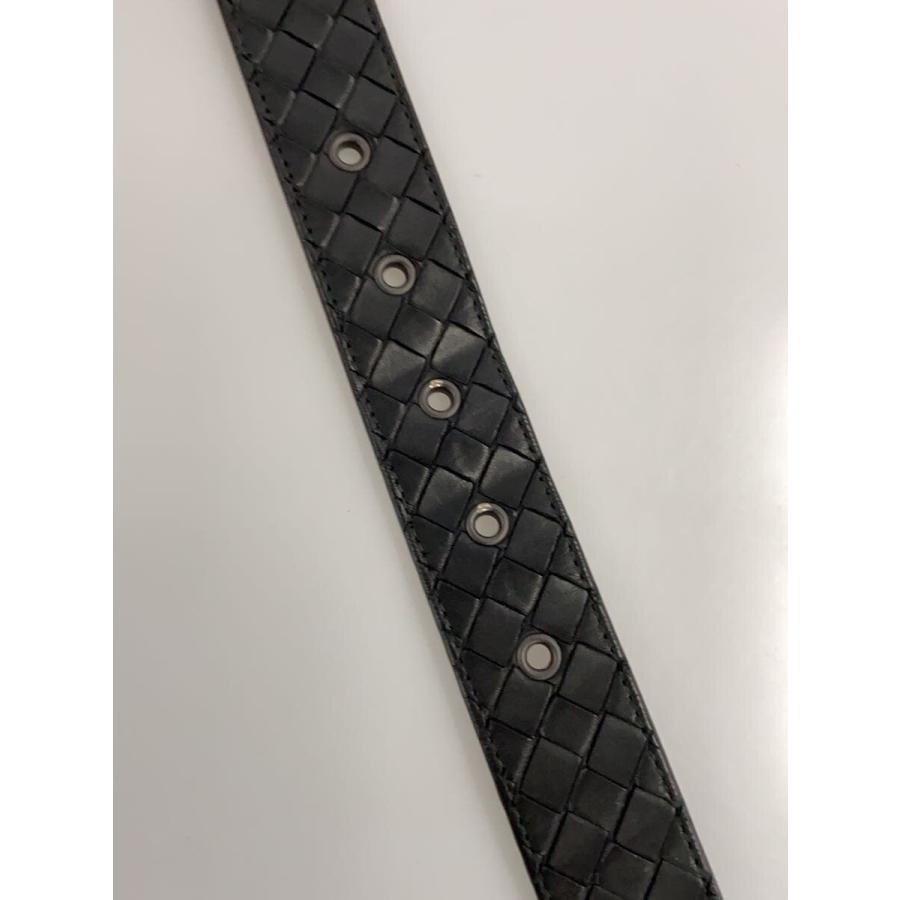 BOTTEGA VENETA◇イントレチャート/105cm/ベルト/レザー/BLK/メンズ