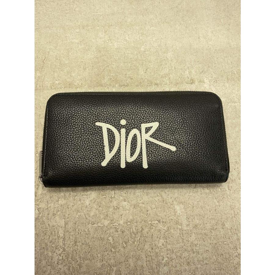 Christian Dior◇Dior Shawn Stussy/長財布/レザー/BLK/メンズ Christian Dior◇Dior Shawn Stussy/長財布/レザー/BLK/メンズ