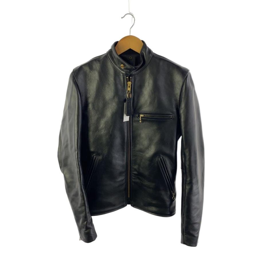 VANSON◇エンフィールド/シングルライダースジャケット/34/レザー/BLK