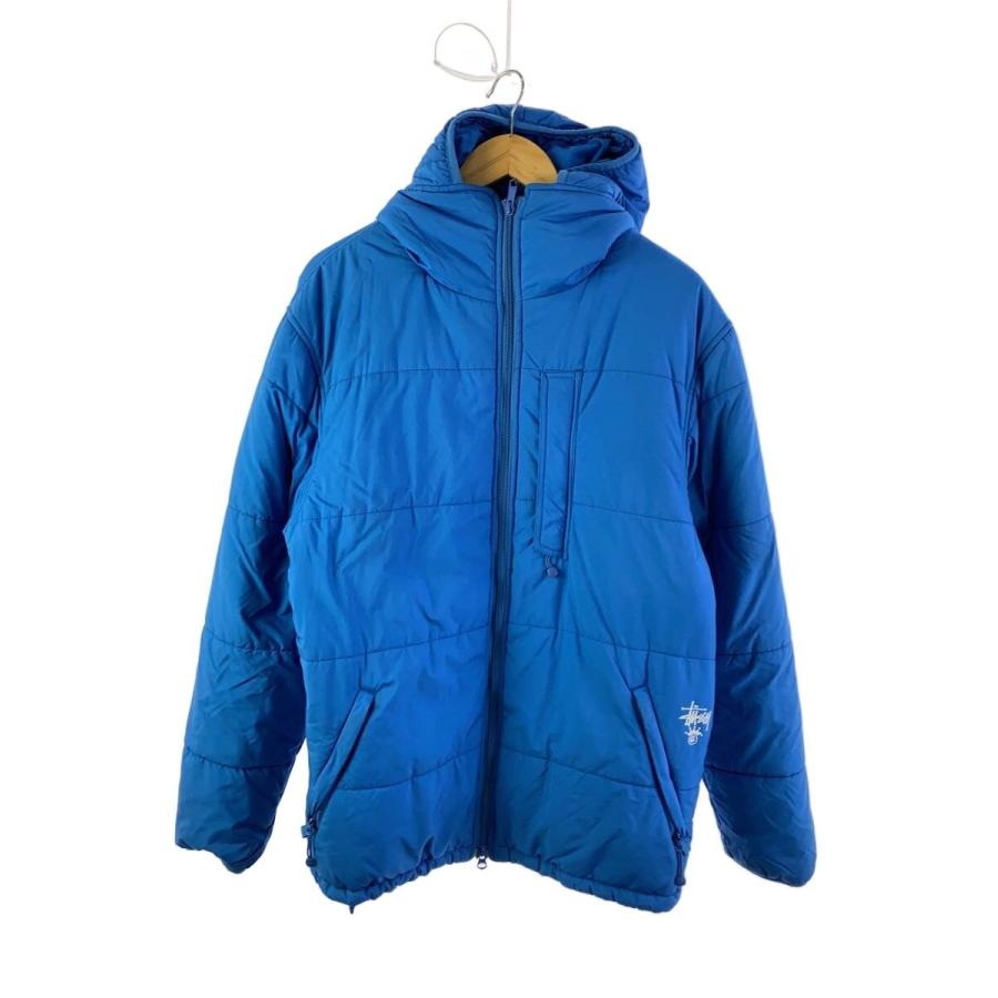 STUSSY◇PUFFER HOODIE/ダウンジャケット/L/ポリエステル/BLU