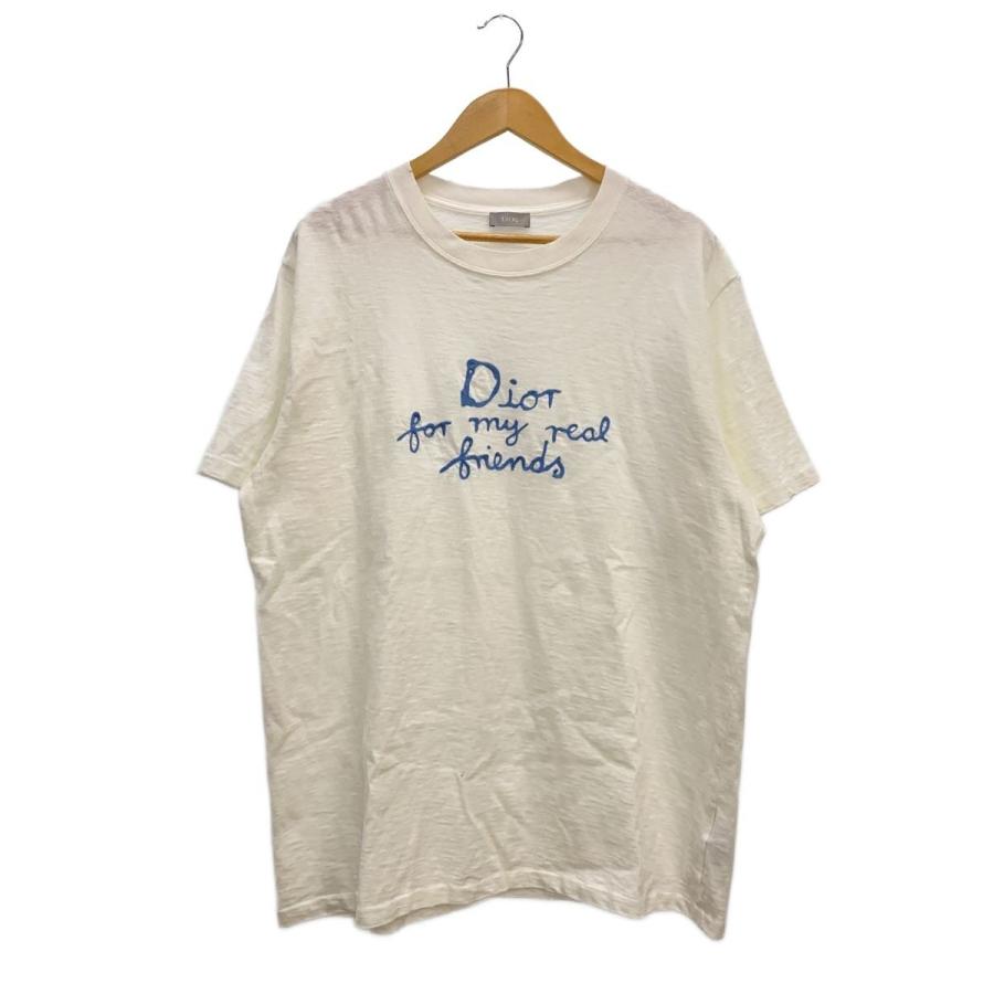 sr0425⭐︎美品⭐︎人気定番Dior Christian Tシャツ Christian Dior◇Tシャツ/XXL/コットン/WHT/583J696A0849