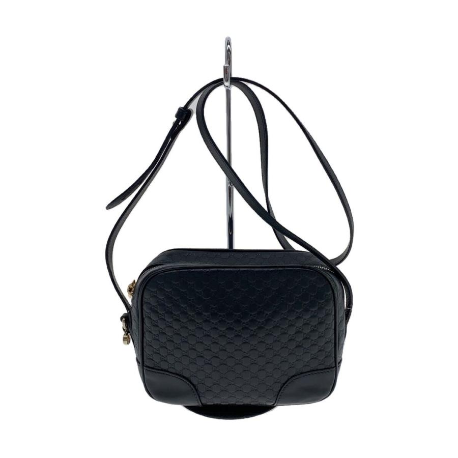 GUCCI◇ショルダーバッグ_マイクログッチシマ/レザー/BLK/総柄 GUCCI◇ショルダーバッグ_マイクログッチシマ/レザー/BLK/総柄