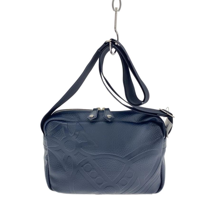 Vivienne Westwood◇ショルダーバッグ/レザー/NVY/オーブ型押し 