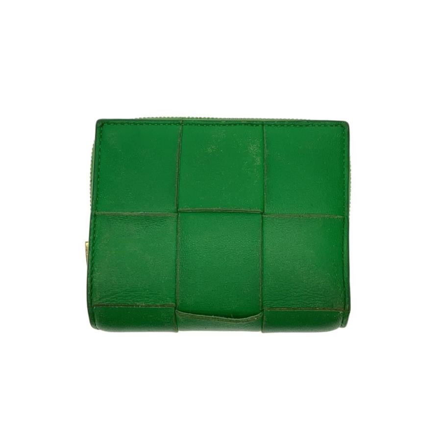 BOTTEGA VENETA◇2つ折り財布/レザー/GRN/無地/メンズ/スナップボタン