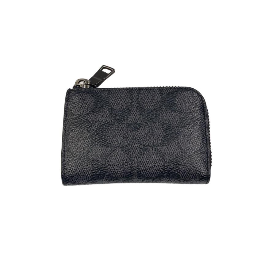 COACH◇Lジップ キー ケース・シグネチャー キャンバス/BLK/総柄