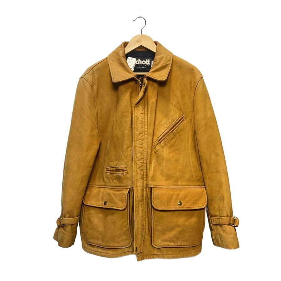 Schott◇USA製/ヌバックレザーブランケットカーコート/40/レザー/CML 