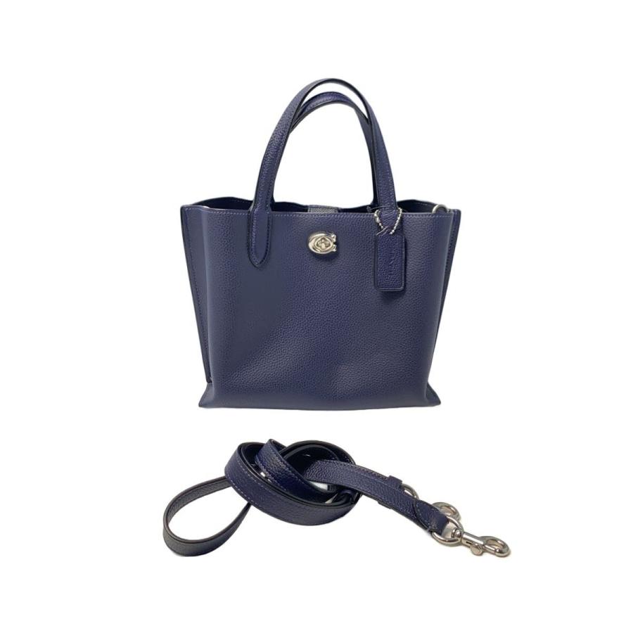 COACH◇ウィロウトートバッグ24/2WAYショルダーバッグ/レザー/NVY