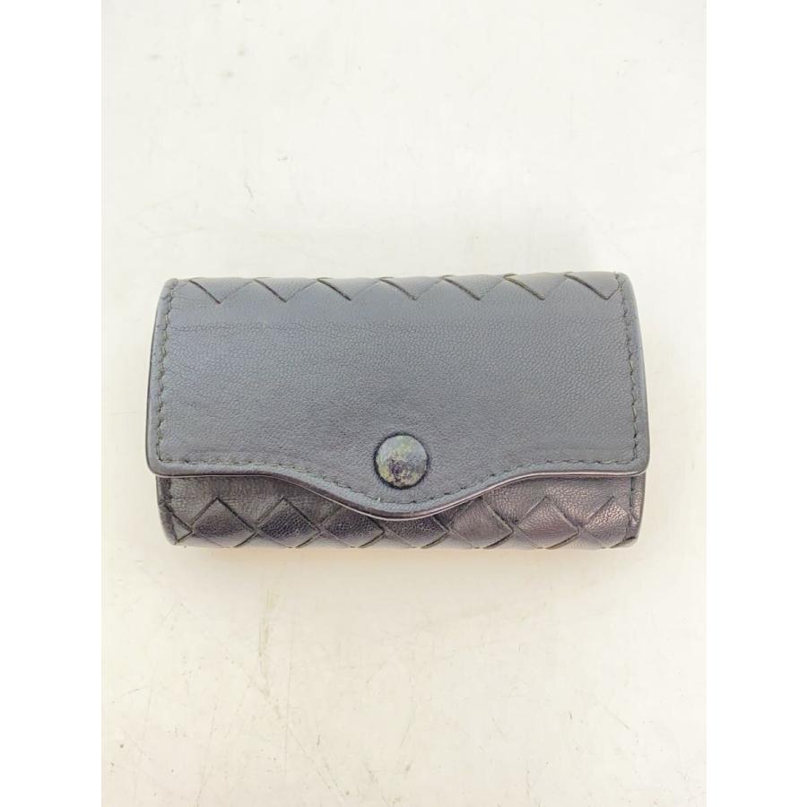 BOTTEGA VENETA◇キーケース/レザー/BLK/無地/メンズ/イントレチャート