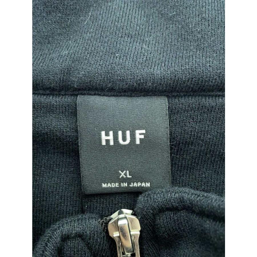 HUF◇ハーフジップ/スウェット/XL/コットン/BLK ハフ ハーフジップ 