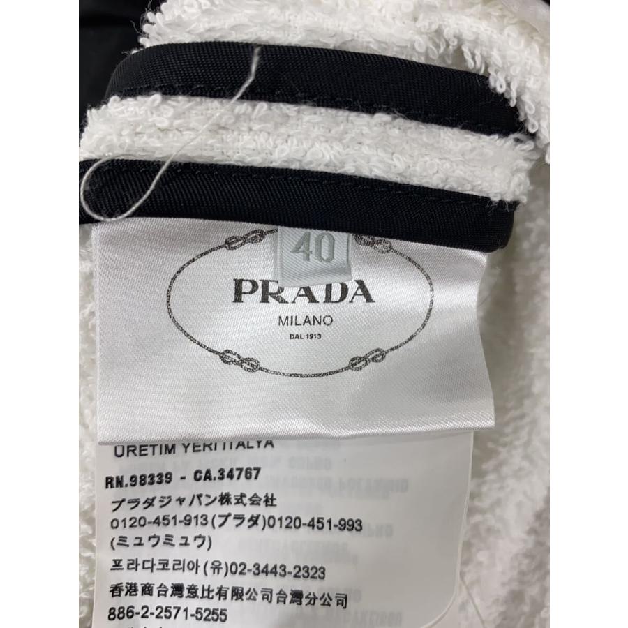 PRADA◆ジップパーカー/40/コットン/WHT/汚れ有_3