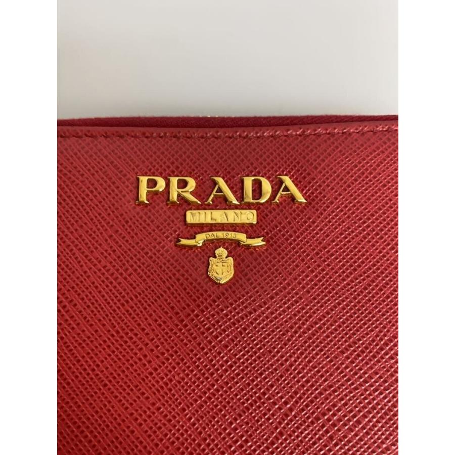 PRADA 二つ折り財布 プラダ ウォレット ラウンドファスナー 1ML036 PRADA◇2つ折り財布/レザー/RED/レディース/1ML036 : セカンド