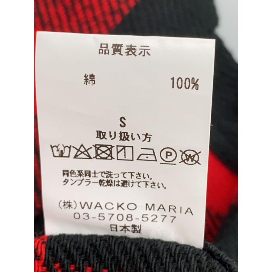WACKO MARIA◇BLOCK CHECK FLANNEL SHIRT/S/コットン/RED/チェック