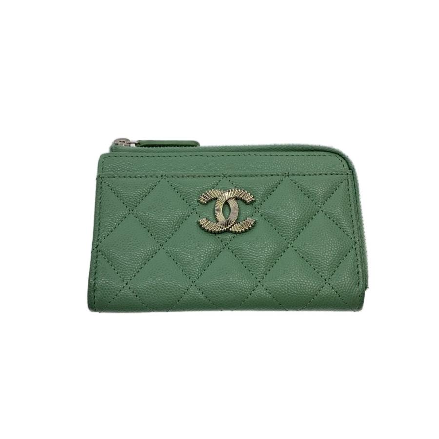 CHANEL マトラッセ　キャビアスキン　ケース　フラグメントケース CHANEL◇マトラッセ/フラグメントケース/キャビアスキン/GRN