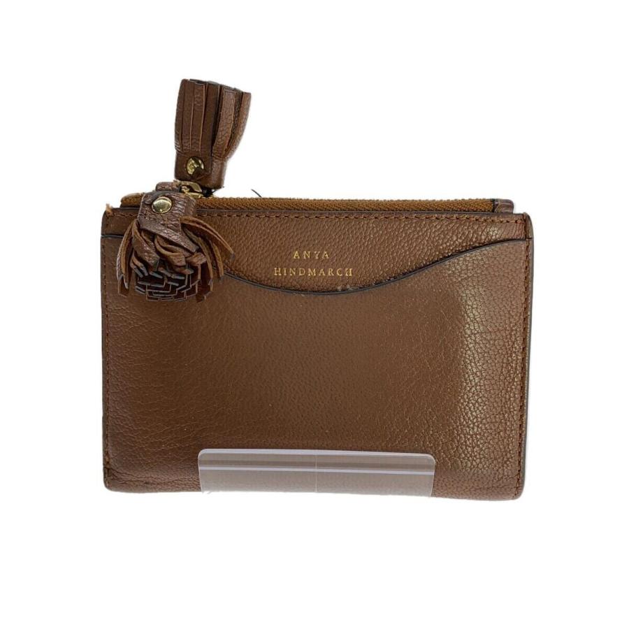 ANYA HINDMARCH◇2つ折り財布/--/BRW/無地/レディース : セカンド
