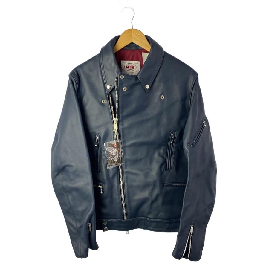 極美品James Grose イギリス製　高級ダブルライダース　サイズ6　牛革 JAMES GROSE◇ジェームスグロース/ダブルライダースジャケット/42/牛革