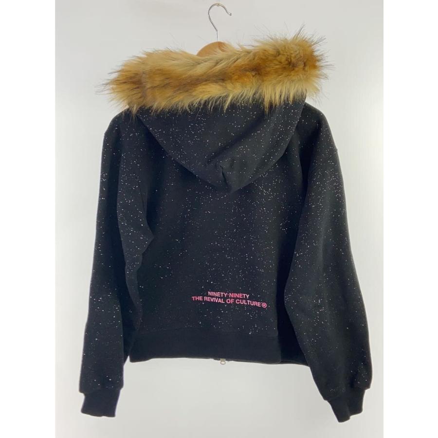 レディース 9090パーカーLogo Glitter Fur Zip Hoodie