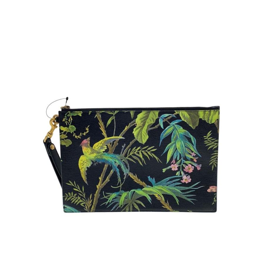 GUCCI トロピカル クラッチバッグ GUCCI◇クラッチバッグ_トロピカルプリント/レザー/BLK : セカンド