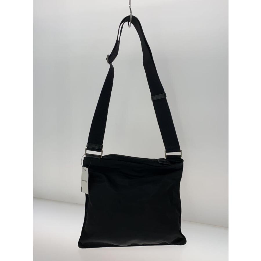 PRADA◇三角ロゴ/サコッシュ/ショルダーバッグ/ナイロン/BLK/無地