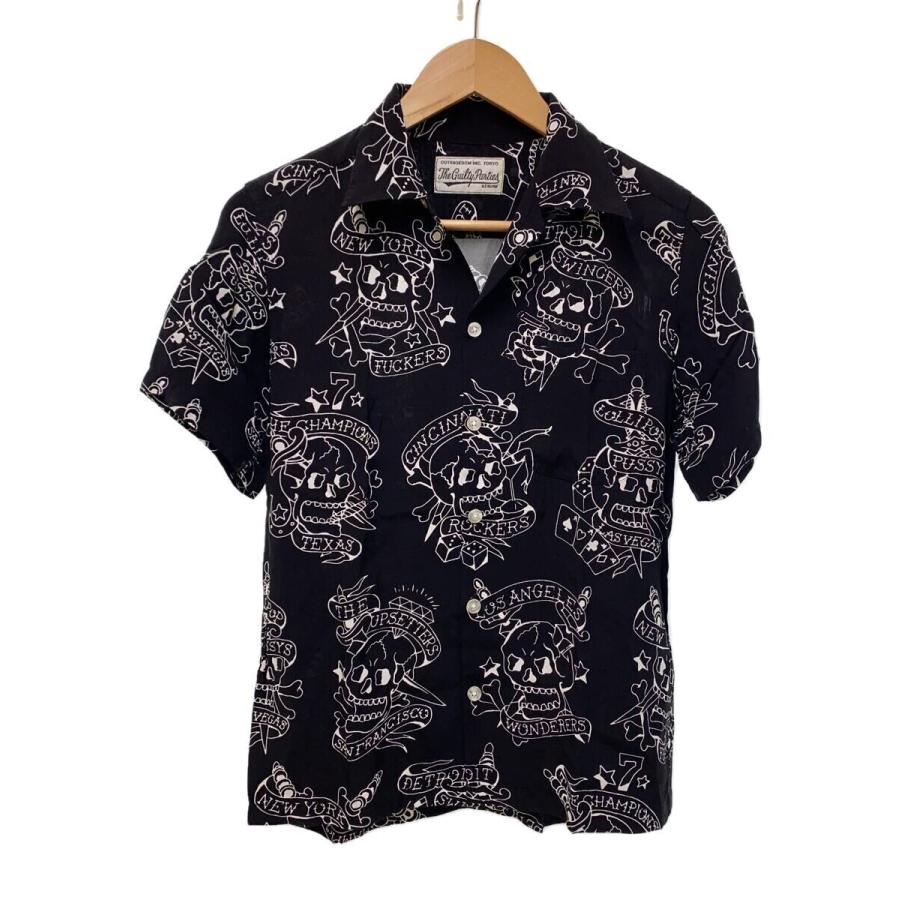S/S WACKO MARIA ワコマリア 半袖 開襟シャツ レーヨン M WACKO MARIA◇半袖シャツ/S/レーヨン/ブラック/オープンカラー